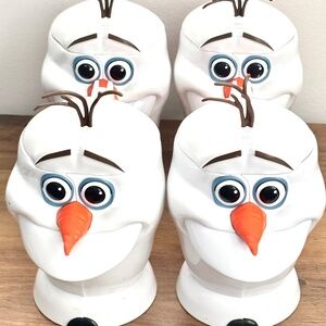 Lot Disney Frozen on Ice OLAF Souvenir Plastic Mug Cups Handle Flip Lid SET  4